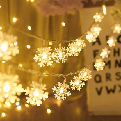 Warm white led snowflake christmas lights living room decor