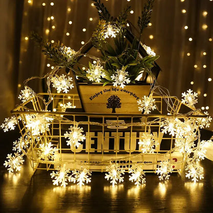 Warm white led snowflake christmas lights living room decor