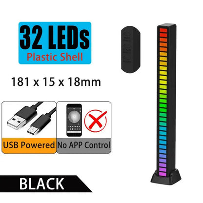 Sleek rainbow sound control light bar set for living room entertainment