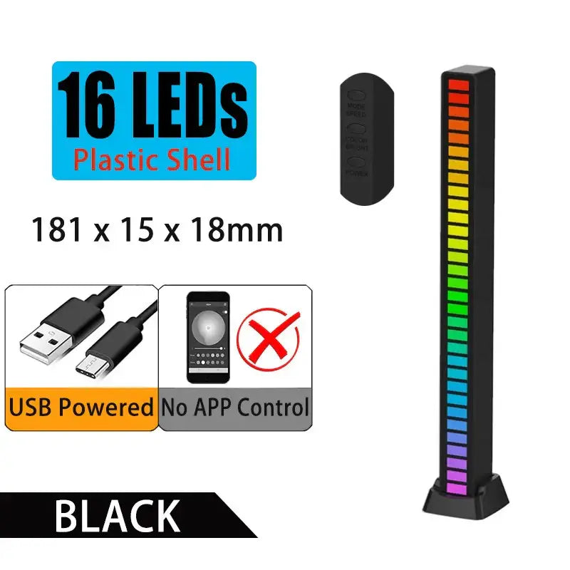 Sleek rainbow sound control light bar set for living room entertainment