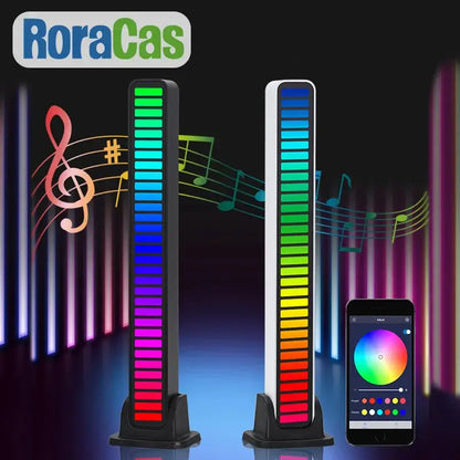 Sleek rainbow sound control light bar set for living room entertainment