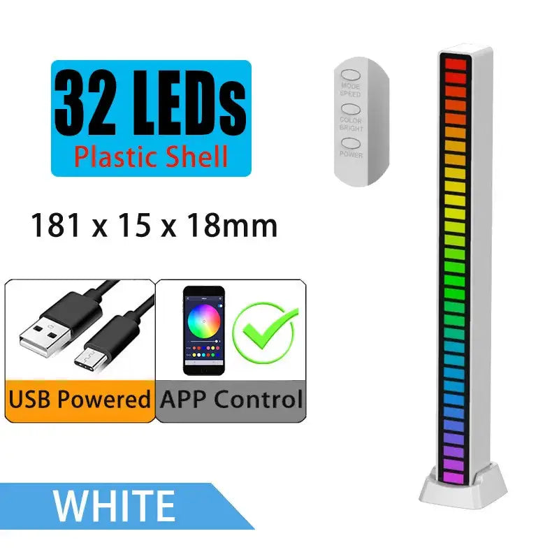 Sleek rainbow sound control light bar set for living room entertainment