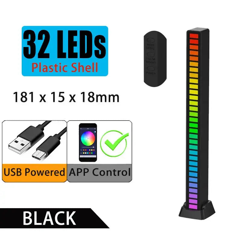 Sleek rainbow sound control light bar set for living room entertainment