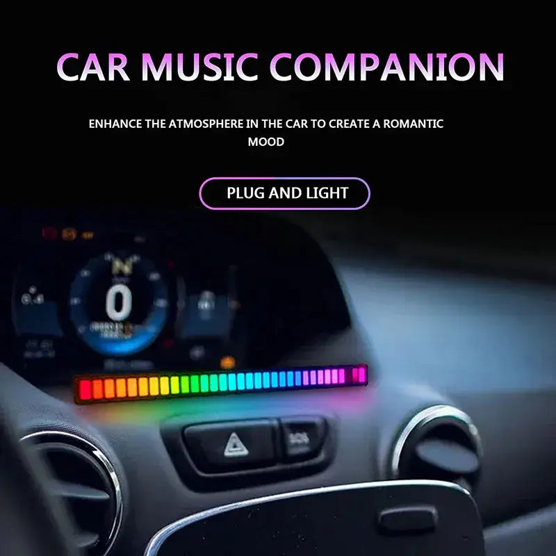 Sleek rainbow sound control light bar set for living room entertainment