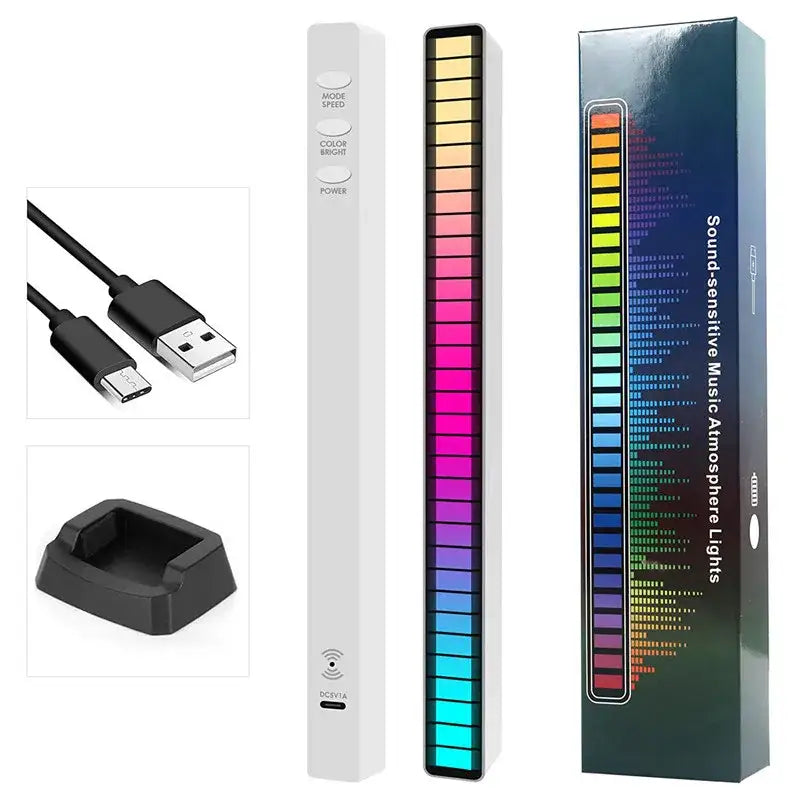 Sleek rainbow sound control light bar set for living room entertainment
