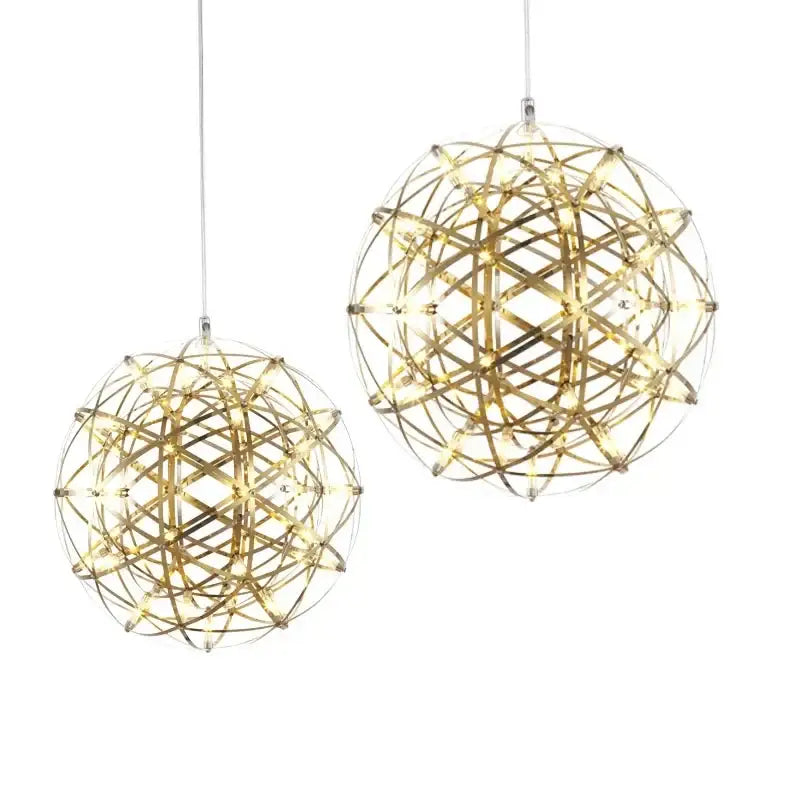 Modern gold led spark ball pendant light dining room chandelier