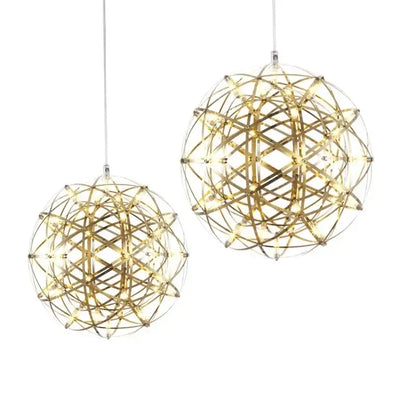 Modern gold led spark ball pendant light dining room chandelier
