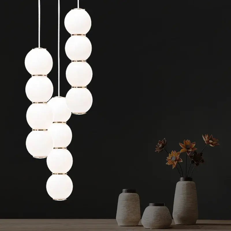 Modern white and gold spiral ball pendant kitchen led light