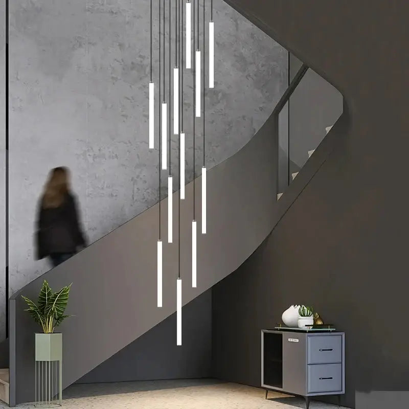 Modern black led spiral ceiling chandelier living room 50 light