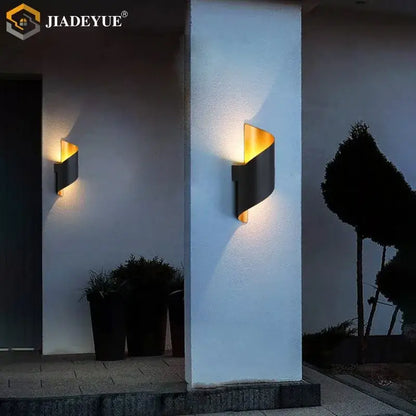 Modern black & gold led spiral wall light outdoor sconce