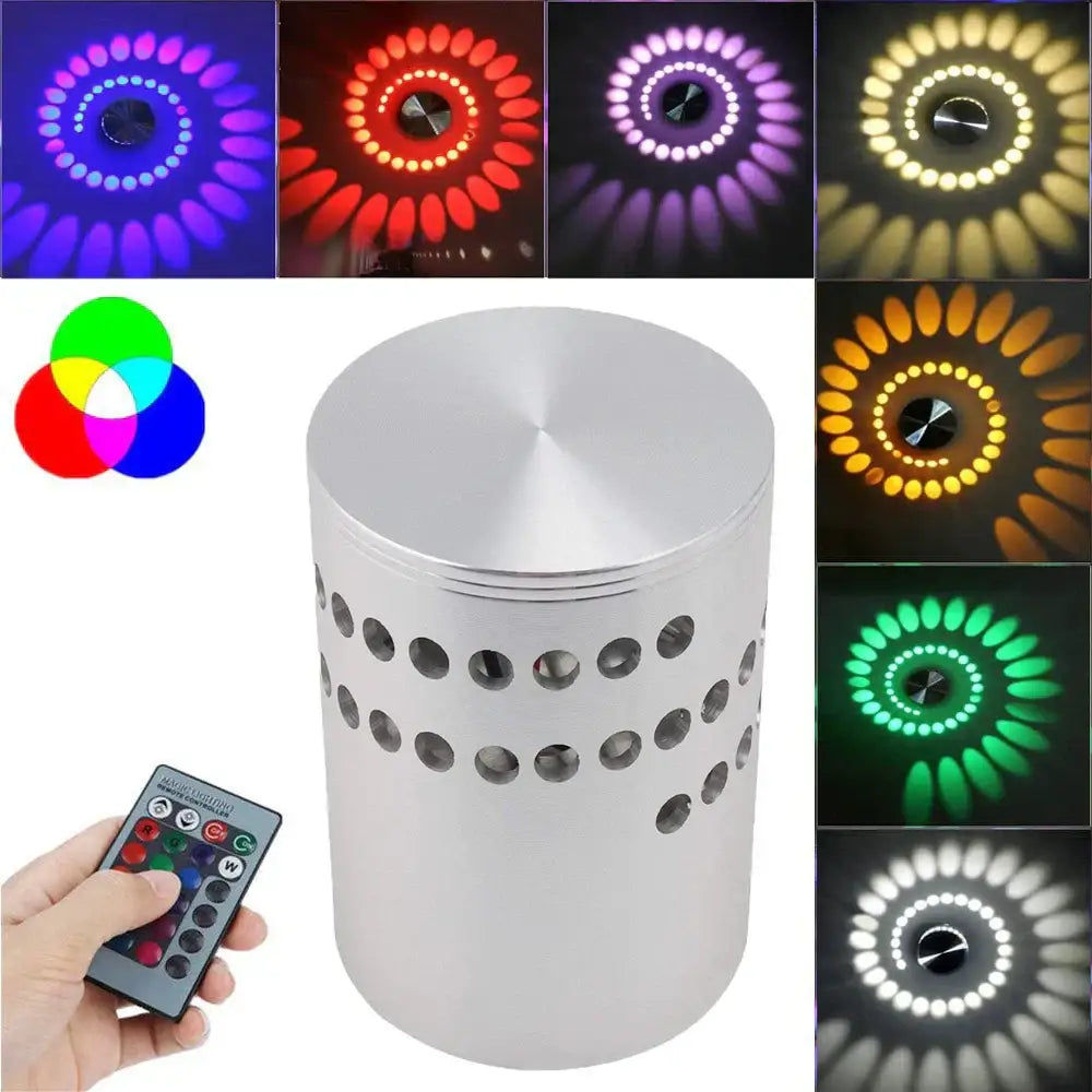Modern silver led spiral wall light living room rgb art lamp