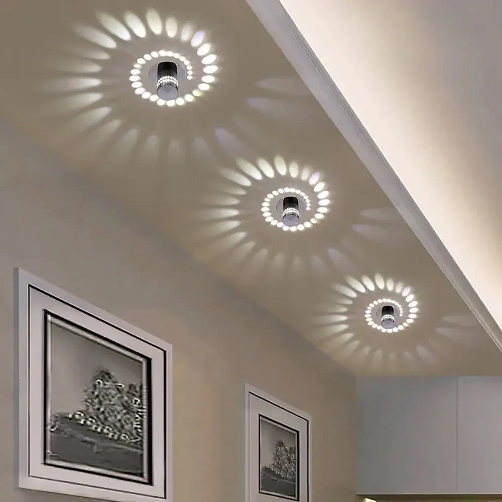 Modern silver led spiral wall light living room rgb art lamp