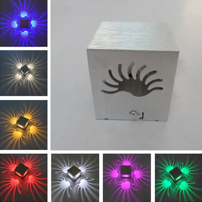 Modern blue led square aluminum wall lamp for bar interior lighting