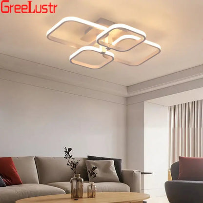 Modern white led square chandelier ceiling light for living room