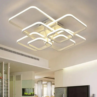 Modern white led square chandelier ceiling light for living room