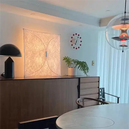 Modern off white led square fabric wall lamp bedroom light