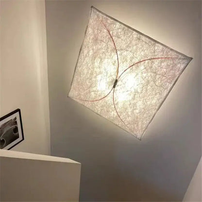 Modern off white led square fabric wall lamp bedroom light