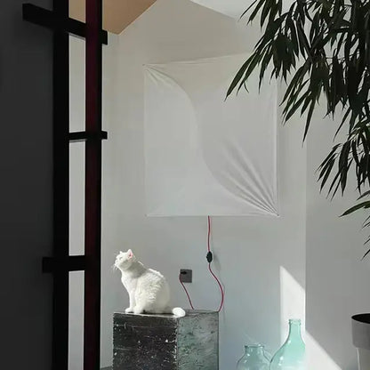 Modern off white led square fabric wall lamp bedroom light