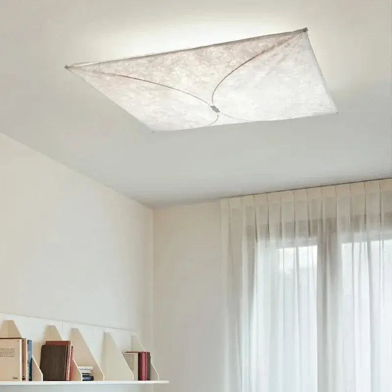 Modern off white led square fabric wall lamp bedroom light