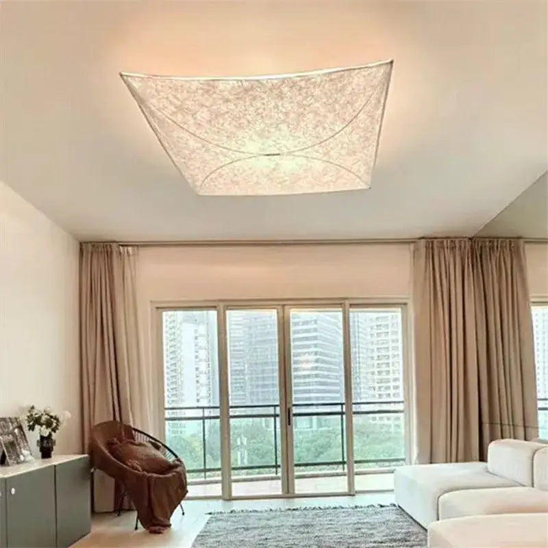 Modern off white led square fabric wall lamp bedroom light