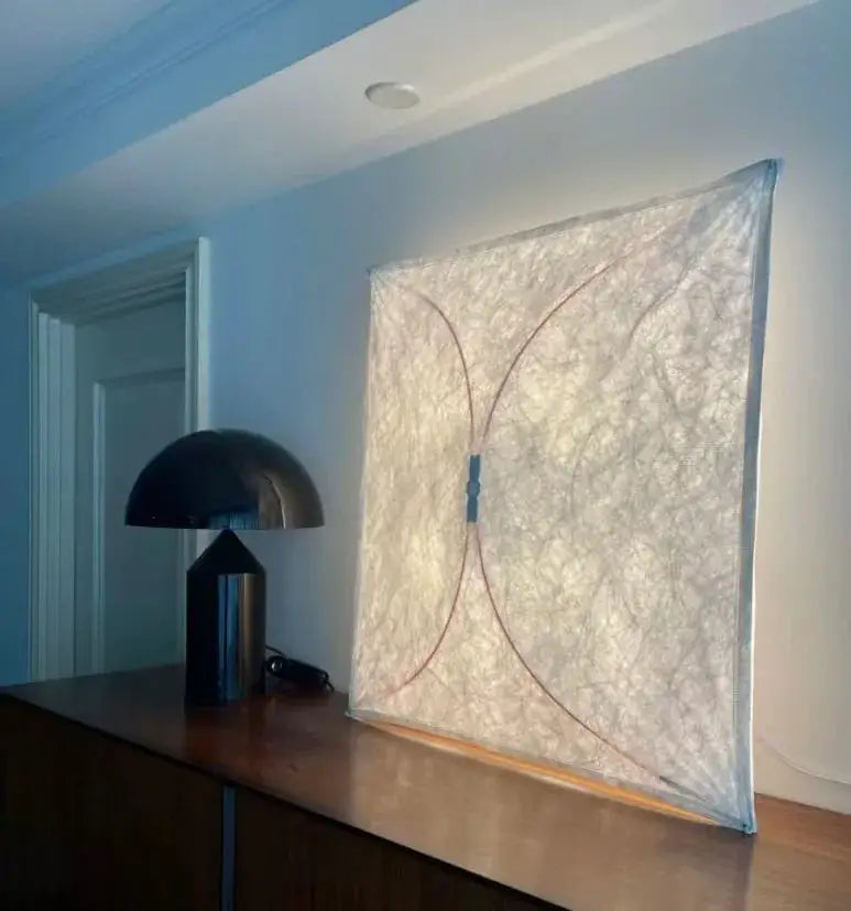 Modern off white led square fabric wall lamp bedroom light