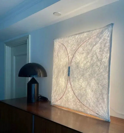 Modern off white led square fabric wall lamp bedroom light