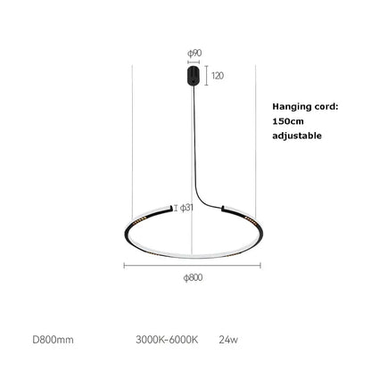 Modern minimalist white & black led square sensor chandelier living room