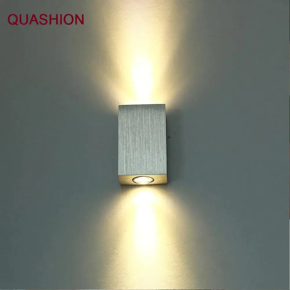 Modern black & gold led square wall lamp bedroom up down spot light