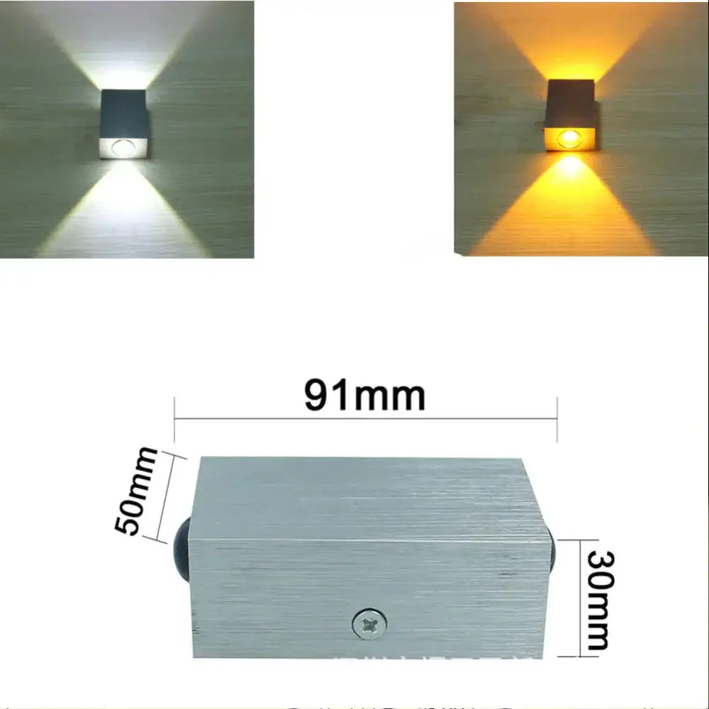 Modern black & gold led square wall lamp bedroom up down spot light