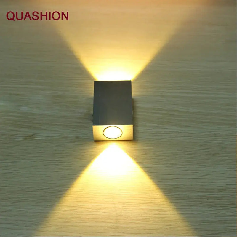 Modern black & gold led square wall lamp bedroom up down spot light