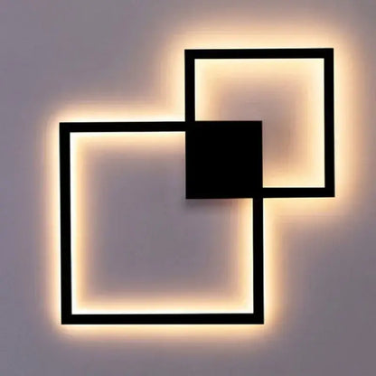 Modern black geometric square wall lamp for living room