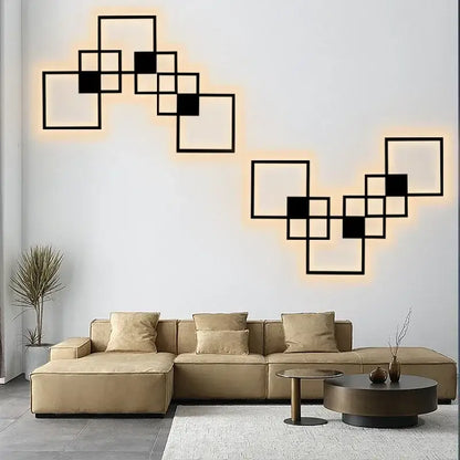 Modern black geometric square wall lamp for living room
