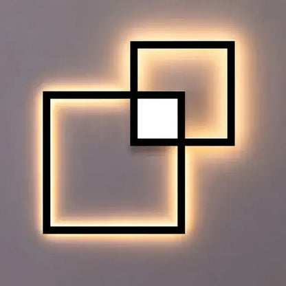 Modern black geometric square wall lamp for living room
