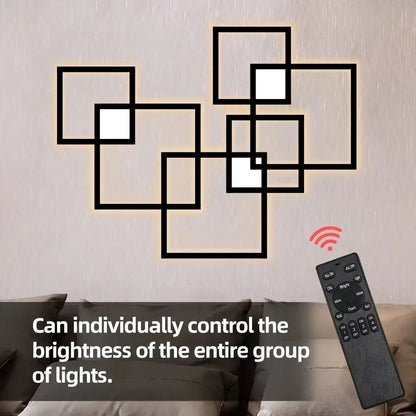 Modern black geometric square wall lamp for living room