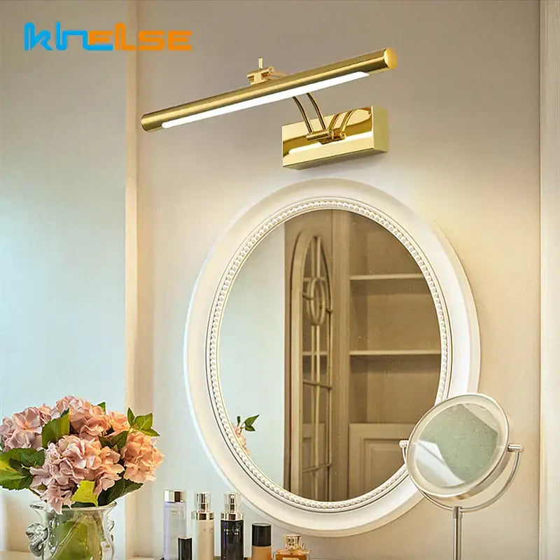 Gold stainless steel led wall lamp bathroom picture light