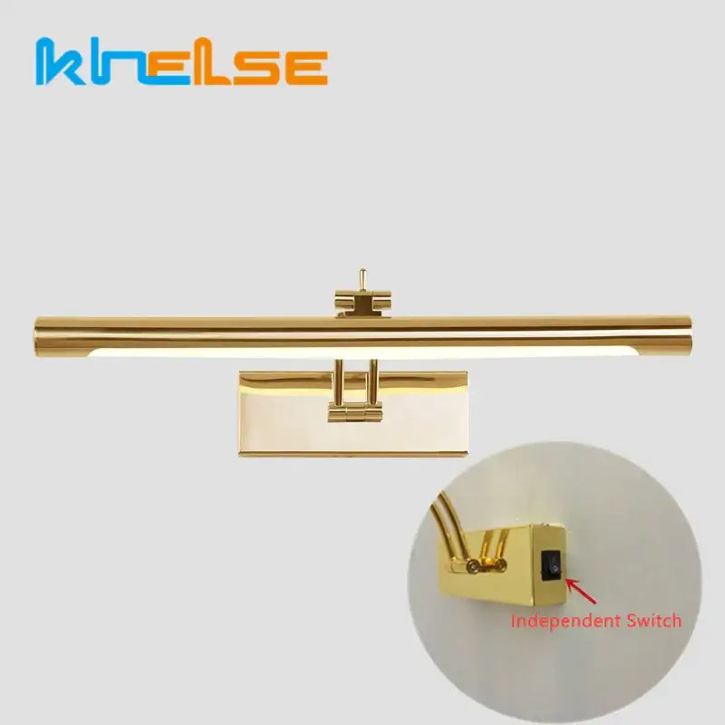 Gold stainless steel led wall lamp bathroom picture light