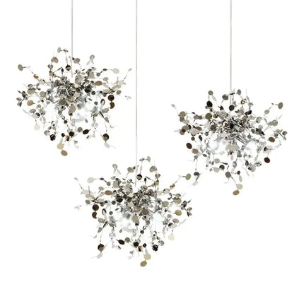 Modern gold leaf led stainless steel chandelier for living room