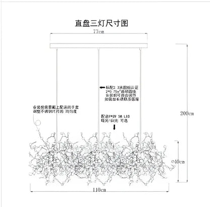 Modern gold leaf led stainless steel chandelier for living room