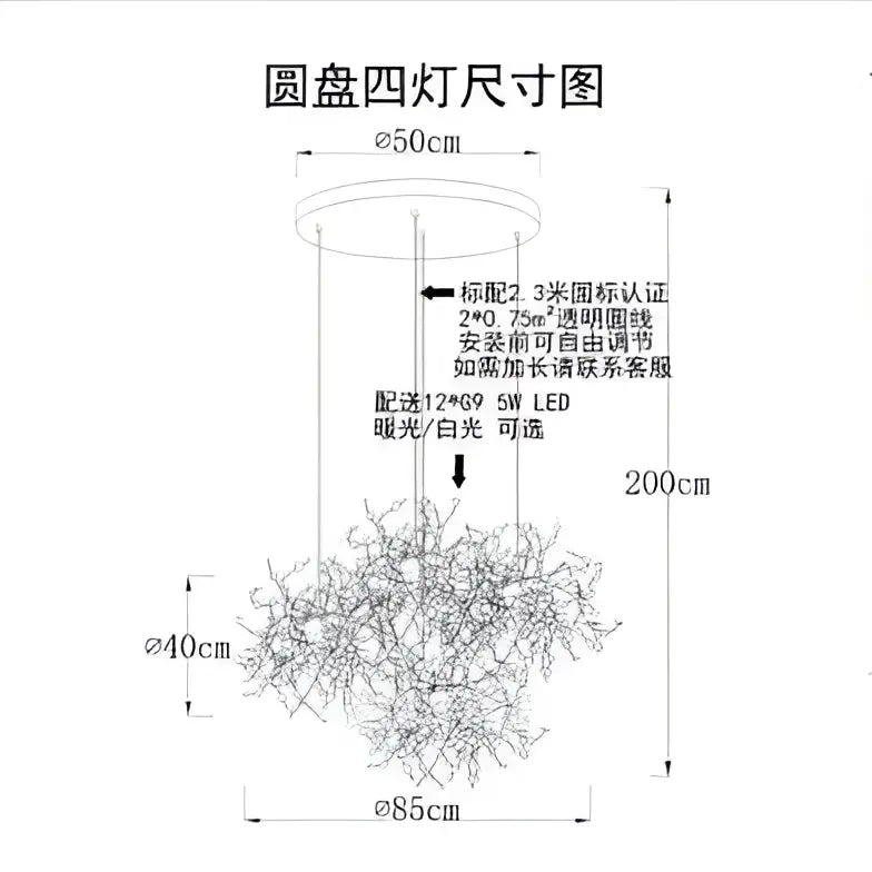 Modern gold leaf led stainless steel chandelier for living room