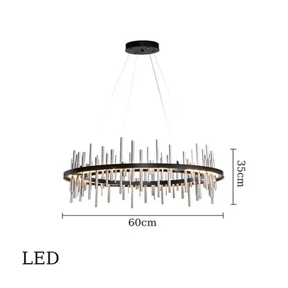 Modern geometric silver stainless steel led pendant light living room