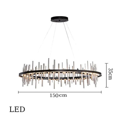 Modern geometric silver stainless steel led pendant light living room