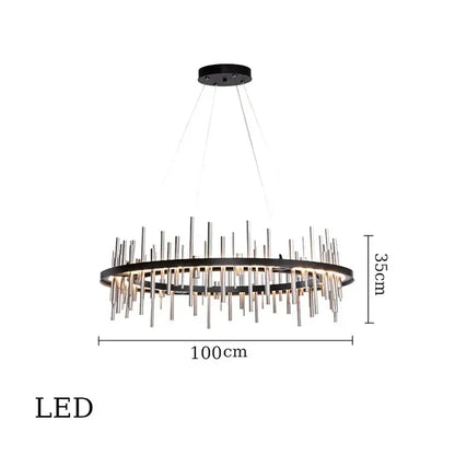 Modern geometric silver stainless steel led pendant light living room