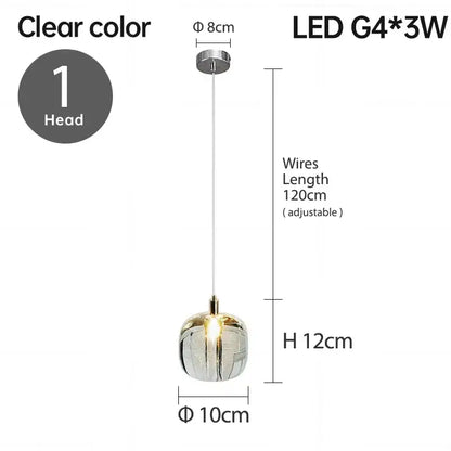 Modern amber & clear led stair chandelier dining room glass orb light