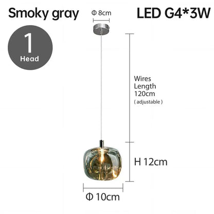 Modern amber & clear led stair chandelier dining room glass orb light