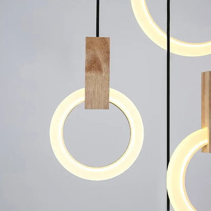 Modern nordic wood led stair chandelier living room pendant light