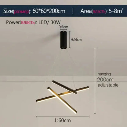 Modern black & gold led stair chandelier stairwell geometric light