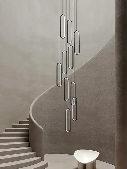 Modern gold led staircase branch chandelier for dining room