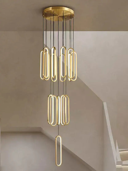 Modern gold led staircase branch chandelier for dining room