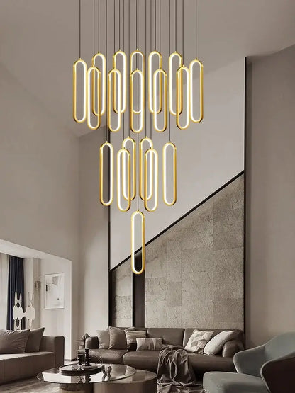 Modern gold led staircase branch chandelier for dining room