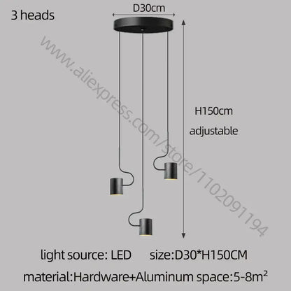Modern black led staircase chandelier for villa living room decor